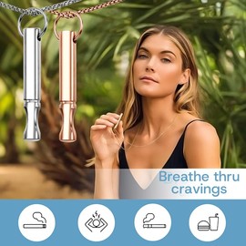 Generic Mindfulness Breathing Necklace Stress Relief Pendant Stainless Steel Anxiety Breathe Necklace for Women Men, 60+5+5cm, Stainless Steel, No Gemstone