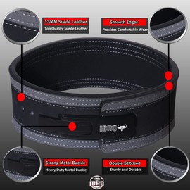 IBRO Powerlifting Lever Gym Belt ? Power 13MM Extreme Heavy Duty Genuine Leather Belts - Squats Deadlifts Bodybuilding Weight Lifting IPF Power Lifting Strongman for Men 13mm GreyBlack S