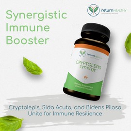 Return Healthy Cryptolepis Synergy, Immune Support Vitamins, Immune System Booster for Adults, Liver, Lymphatic, & Immune Support Supplement, Supports Lyme & Natural Parasite Defense, 120 Capsules
