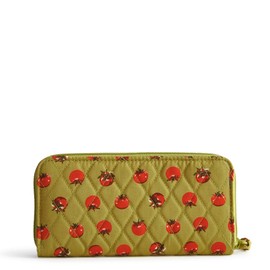 Vera Bradley Premium Cotton Continental Wallet, Tiny Tomatoes Palm