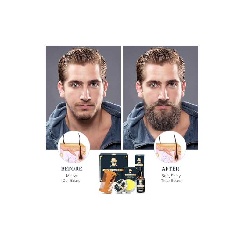 Kit de Cuidado de Barba para Hombres, Set de Aseo