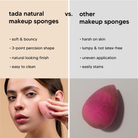 TADA Natural Beauty Makeup Sponges Set with Jar - Makeup sponges for foundation Powder Makeup blending (8PK Pink)