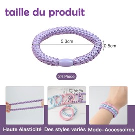 ZOCONE 24 Stück Haargummis für Damen, mehrfarbig, geflochten, modisch, elastisch, elastisch, Pferdeschwanz, modisch, für dickes und lockiges Haar (C)