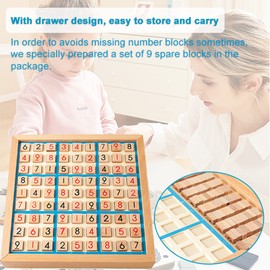 Wooden Sudoku Board Game with Drawer 81-Grid Chessboard Educational Puzzle Toys Train Logical Thinking Ability