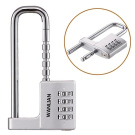 Padlock, Combination Lock, 4 Digit Combination Padlock, 2-1/2" (64mm) Wide Body. 3/8 inch stainless steel retractable long shackle is suitable for outdoor, school, gym, sports lockers, fences,
