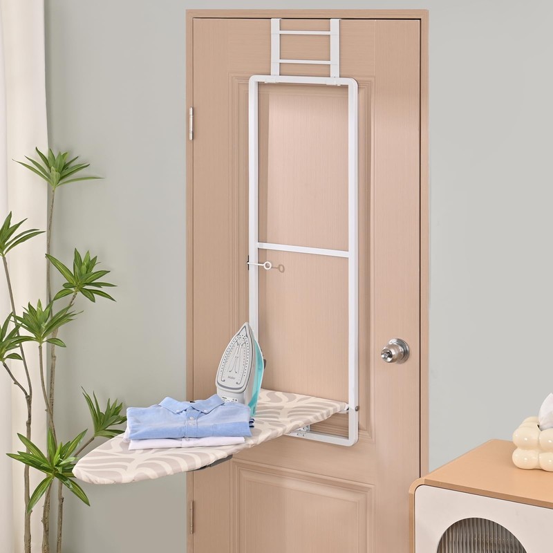 KINGBOARD Over Door Ironing Board, Hanging Ironing Board with Iron