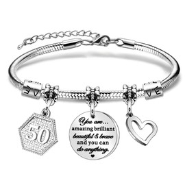 ZSYTZL Birthday Gifts for Women Bracelet Charm, 50th Birthday Gifts for Daughter Friend Niece Sister Friend Teen Mun Aunt