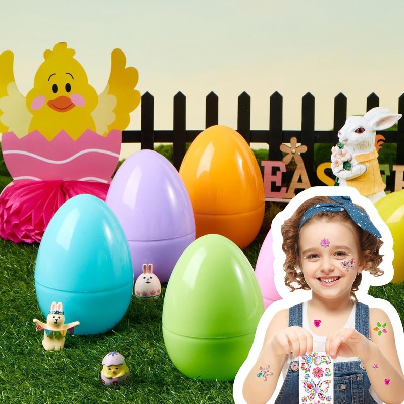 2.4” Fillable Easter Eggs, 24Pcs Empty Plastic Easter Eggs with