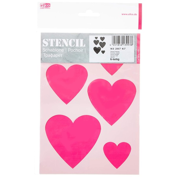 Efco 9320767 Stencil Hearts / 6 Designs DIN A 5, 21 x 15 x 1 cm