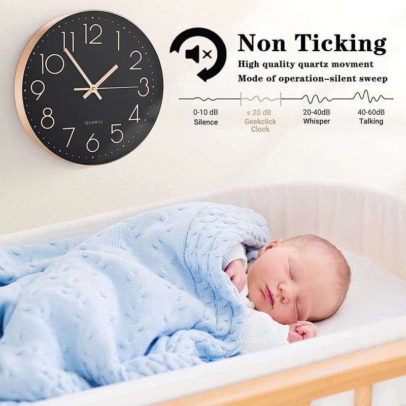 LiRiQi 30 cm Modern Quartz Silent Wall Clock, Wall Clock