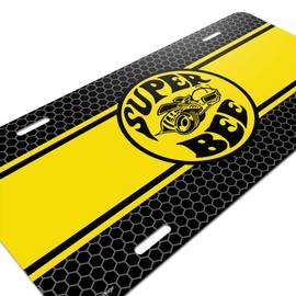 iPick Image for Dodge Super Bee Yellow Stripe Graphic Special Aluminum Metal License Plate for Decorative