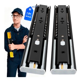 YENUO Soft Close Drawer Slides Full Extension Side Mount 12 14 16 18 20 22 24 inch Ball Bearing Metal Rails Track Guide Glides Runners Heavy Duty 100 Pound (Soft Close- 1 Pr, 14 Inch)
