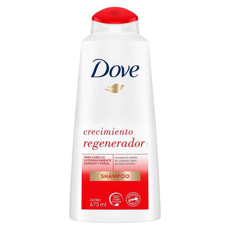 Dove Shampoo Crecimiento Regenerador para el cuidado del cabello extremadamente