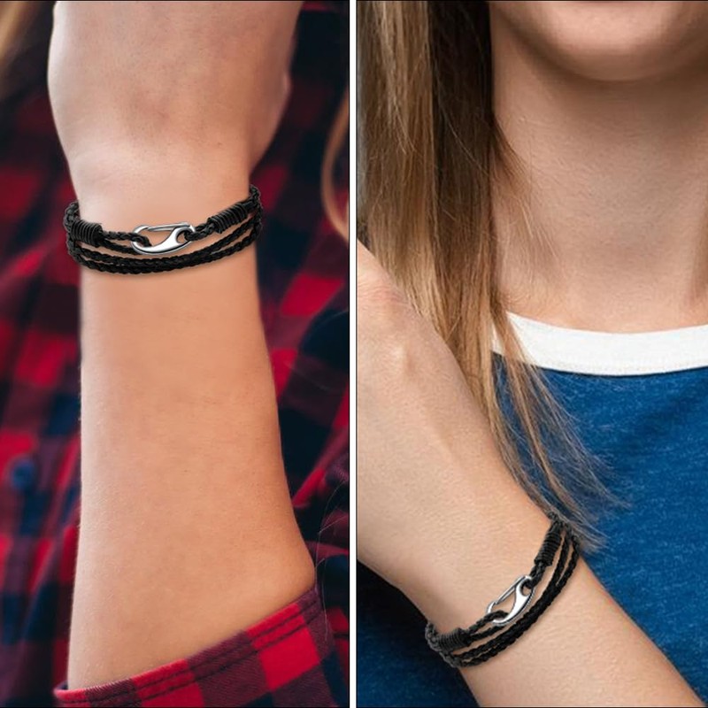 Viwind Women's Braided Leather Bracelet 19/20 cm Leather Bracelets for