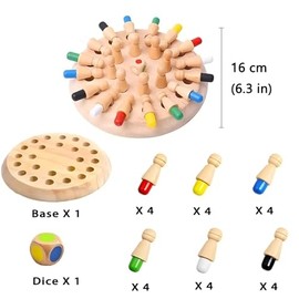 Dementia Activities for Seniors – Wooden Memory Chess Matching Game, Color Matching Dementia Products for Elderly, Quiet Fidget Board Gift for Adult A