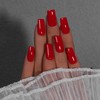 KQueenest Red Press On Nails Medium Long Square - Acrylic