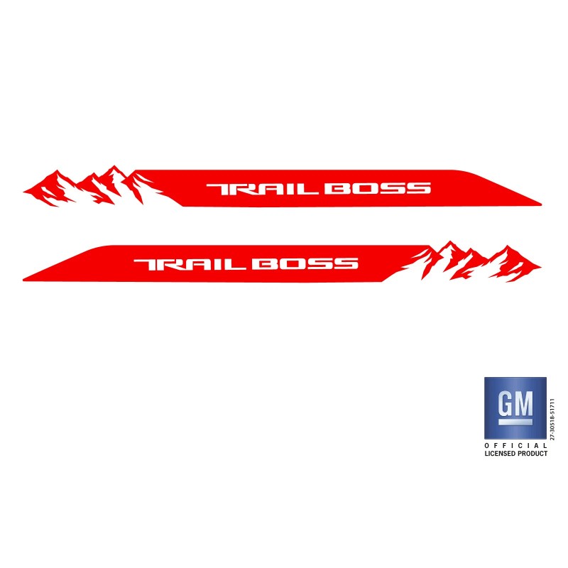 EmblemsPlus Chevy Silverado Red Trail Boss Mountain Hood Decals 2019-2025