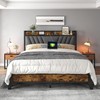 Homkdom Full Size Bed Frame, Upholstered Storage Headboard and Charging
