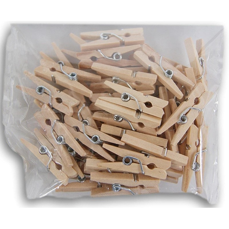 Tiny Clothespins Natural Wood - 1 Inch - 40 Count