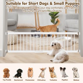 Dog Gate - 14" Tall Puppy Safety Pet Gates Easy to Step Over, Short Dog Gates,16.5"-44" Adjustable Extra Wide, Metal Doggy Door for Passageway Stairs Kitchen Bedroom Indoor, Pressure Mounted