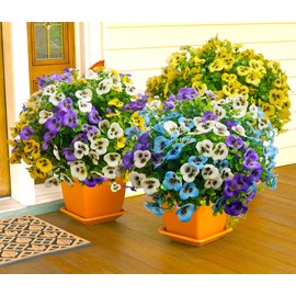 Thinktral Artificial Flowers for Outdoors Fake Plants, 12pcs Fake Flowers Artificial Plants Outdoor UV Resistant,Silk Faux Flowers Shrubs Greenery Plants for Porch Garden Patio Window Box Decor