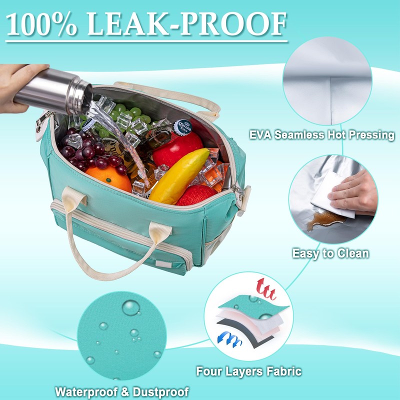 TuErCao Preppy Lunch Box for Women Aesthetic Insulated Lunch Bag