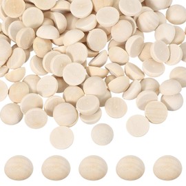 sourcing map 200 Pcs Half Wooden Beads, 0.8 Inch(20mm) Unfinished Natural Split Wood Balls, Wooden Half Sphere for Paint DIY Crafts Art Projects Party Decoration, Wood Color
