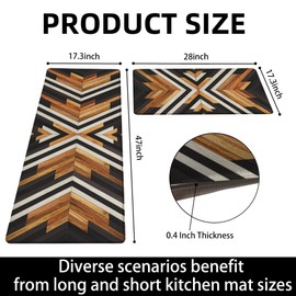 Tyrot Western Aztec Kitchen Rugs Sets of 2 Anti Fatigue Cushioned Boho Kitchen Mats for Floor Rustic Kitchen Rugs Farmhouse Style Non Slip Waterproof Comfort Standing Mat for Sink Laundry