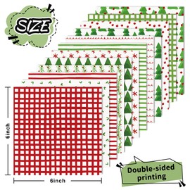 JarThenaAMCS 24 Sheets Christmas Pattern Paper Watercolor Xmas Tree Stripe Scrapbook Specialty Paper Double Sided Red Green Art Paper for DIY Crafts Supplies, 6 x 6 Inch