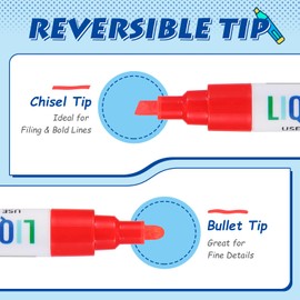 Brencco 8 Colours Chalk Pens for Blackboard, Washable, Chalk Pens for Windows, Chalk Pen 6 mm Tip, Window Painting Pens for Windows, Glass, Metal, Ceramic, Chalk Marker Window