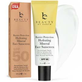 Protector solar mineral para rostro SPF 50 – Óxido de zinc de amplio espectro, fabricado en Estados Unidos con ingredientes naturales y orgánicos, hidratante diario hidratante para pieles sensibles