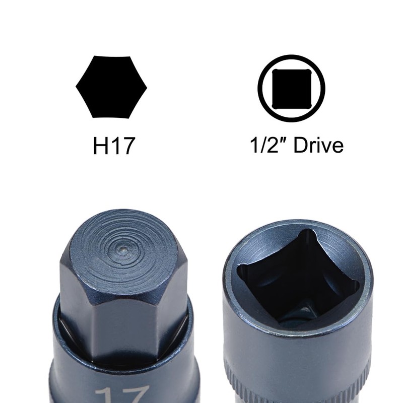 sourcing map 1/2" Drive x H17 (17mm) Hex Bit Socket,