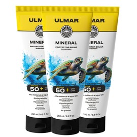 ULMAR Protector Solar Mineral ULMAR spffps 50 UVA UVB alto espectro 100 natural hipoalergénico biodegradable 250 ML (3)                               