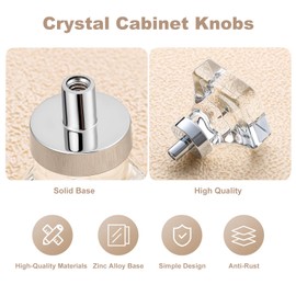 coolnews 8 Pack Crystal Cabinet Knobs, Crystal Drawer Knobs, Glass Knobs for Cabinets, Square Cabinet Knobs for Kitchen Cupboard 1-3/8 Inch, Polished Chrome