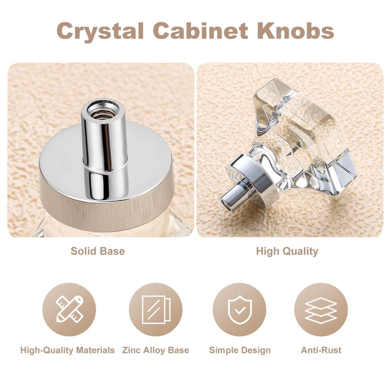 coolnews 8 Pack Crystal Cabinet Knobs, Crystal Drawer Knobs, Glass