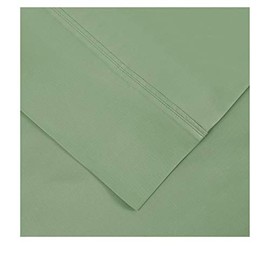 3 Piece Twin XL Mid-Century 1000 Thread Count Wrinkle Resistant Soft Polyester Tencel Sheets Set, Modern Classic Smooth Deep Pocket Fully Elasticized Solid Color Sage Cooling Sheets Set