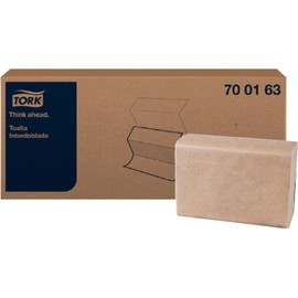 Tork Toallas de Papel Interdobladas Ecológicas 2 Capas – Toalla para Manos 100% Fibra Reciclada, 21x15.5 cm, Kraft – Caja 8 Fajillas x 250 Hojas (2,000 Hojas)