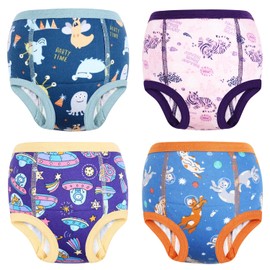 MOEMOE BABY Training Underwear 4 Packs Absorbent Potty Training Pants for Baby Boys and Girls 2T-9T