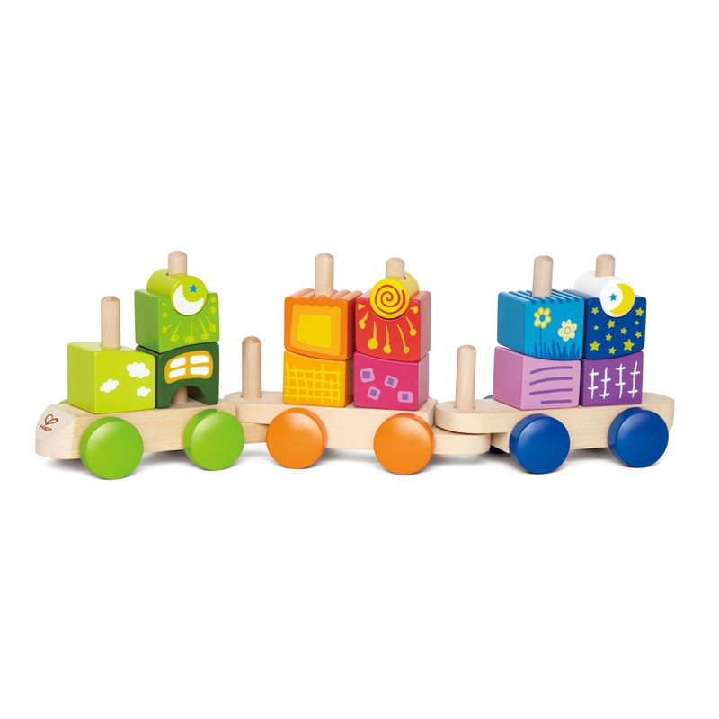 Hape Fantasia Building Blocks Toddler Push and Pull Train Set