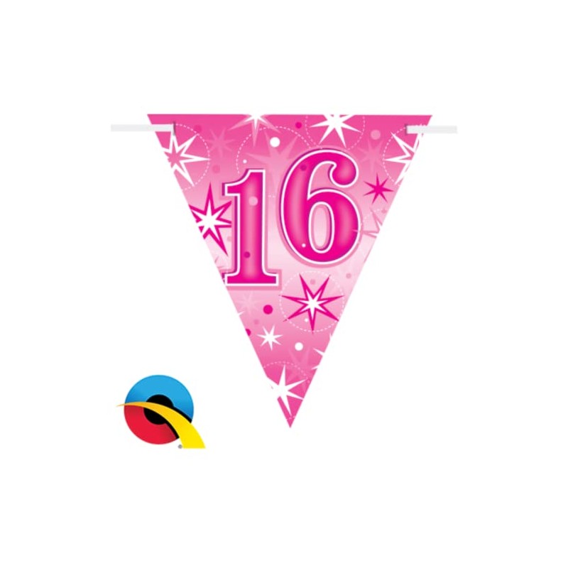 Pioneer Party 45577 Party Banner, Pink, 16th Sparkle Bunting