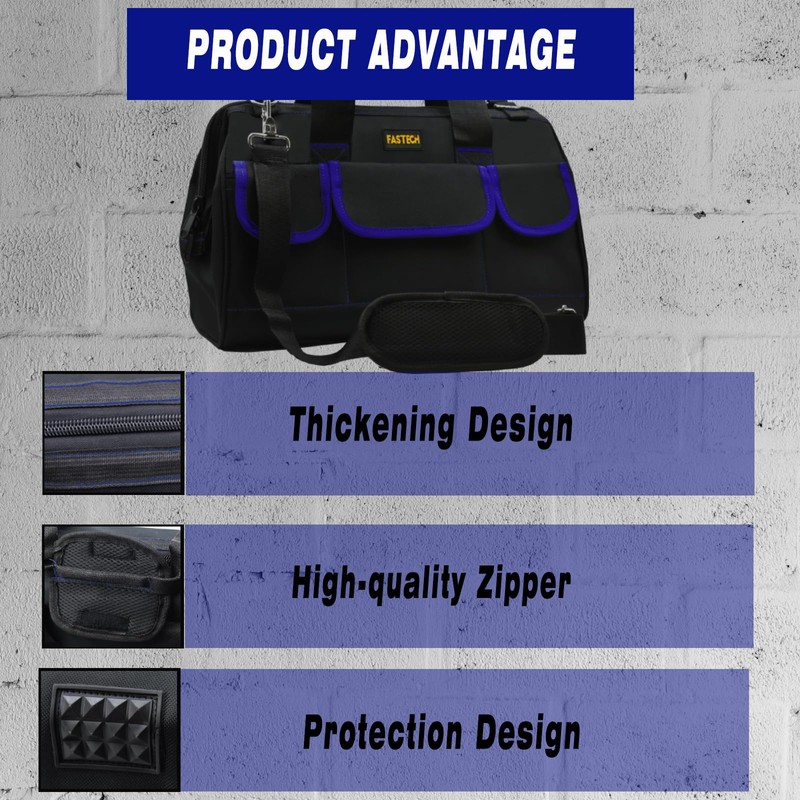 FASTECH 22 Inch Tools Bag, Waterproof Wide Mouth Tool Kit,
