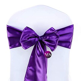 VDS Satin Chair Sashes Chair Cover Back Tie Sateen Bows Ribbon for Wedding Birthday Graduation Engagement Ceremony Event Party Banquet Venue Hotel All Dining Chair Decoration (25PC) (Purple)