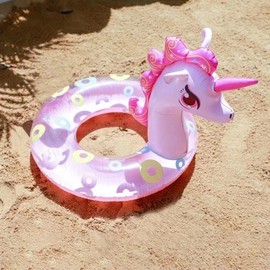 New Inflatable Unicorn Swimming Ring Free Size/White Sequin Unicorn 70cm 5ea