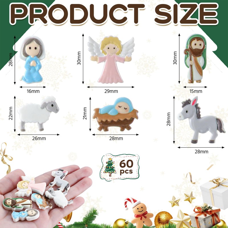 Cinnvoice 60 Pcs Christmas Nativity Sets for Crafts Mini Nativity