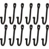 Early American Single Prong Wrought Iron Hooks, Set of 12