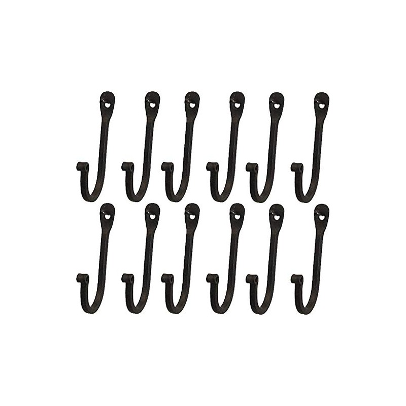 Early American Single Prong Wrought Iron Hooks, Set of 12