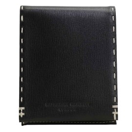 Catherine Hamnet London Bifold Wallet, Color Tailored 2, Made in Japan, Antique Kip Leather (Cow Leather), Bill Compartment, Black