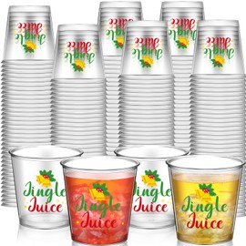 Nuogo 100 Pcs Disposable Christmas Shot Glass Bulk, 2.87oz Plastic Clear Holiday Cocktail Glasses Mini Shot Cups Decorations for Christmas New Year Party Gifts Idea Drinkware Supplies