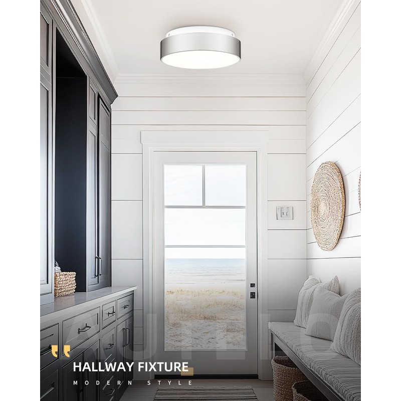 AUTELO 12" Flush Mount Ceiling Light Fixture, Frosted Glass Shade
