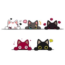 Set of 5 Dark Cat Cartoon Cat Stickers Car Cute Waterproof Stickers Hide Scratches Stickers Bike Suitcase Sticker Ceiling Wall Window Refrigerator Door Motorcycle Bicycle Easy Install Car Decal